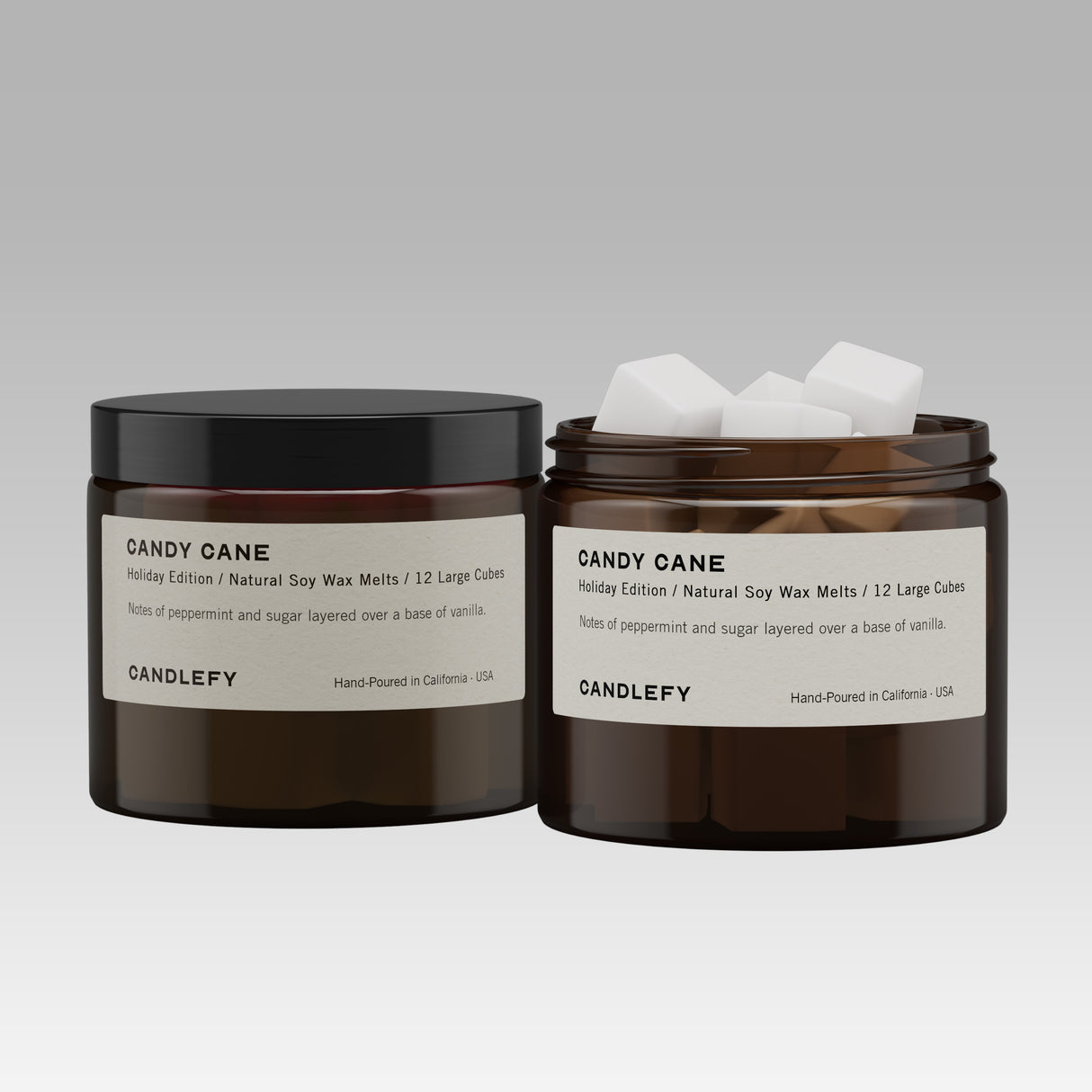 Candy Cane Wax Melts · Hand-Poured Soy Wax · 12 Strongly Scented Cubes