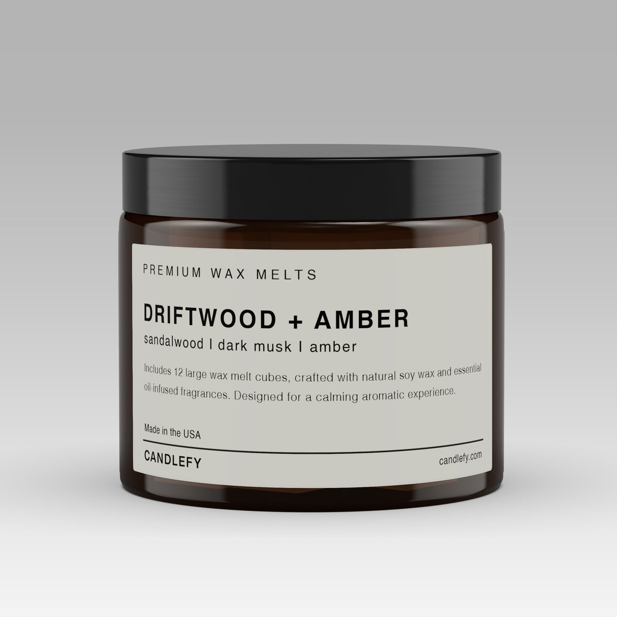 Driftwood + Amber Soy Wax Melts | 12 Cube Set | Strong 15% Fragrance Load | Flameless Home Scent