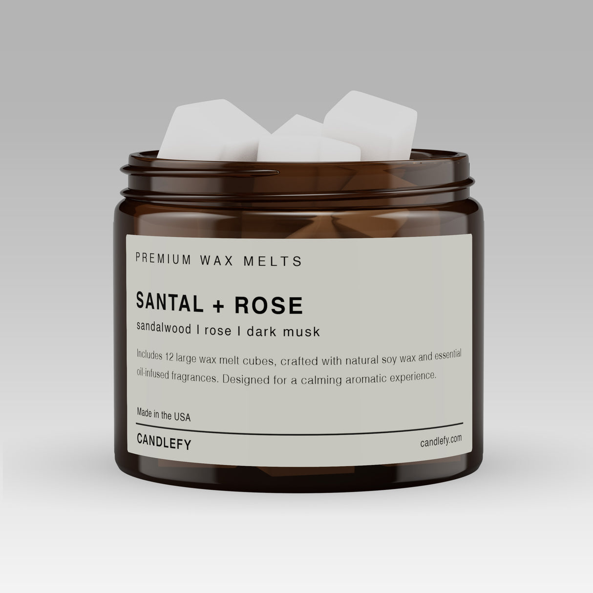 Santal + Rose Soy Wax Melts | 12 Cube Set | Strong 15% Fragrance Load | Flameless Home Scent