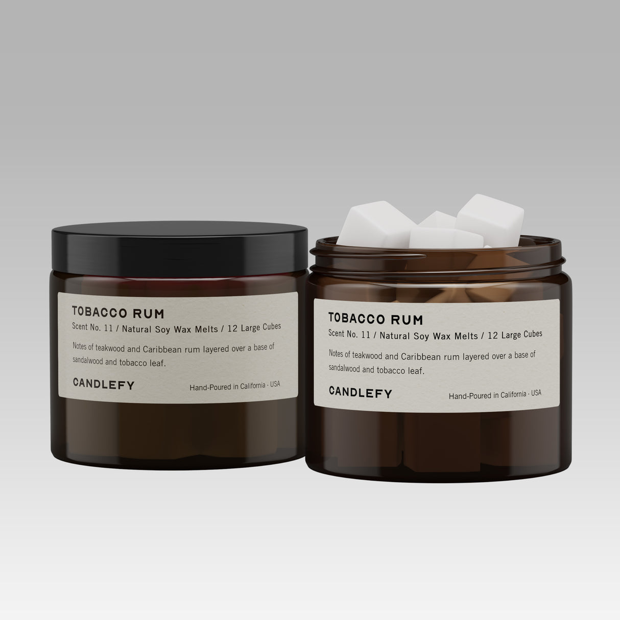 Tobacco Rum Wax Melts · Hand-Poured Soy Wax · 12 Strongly Scented Cubes