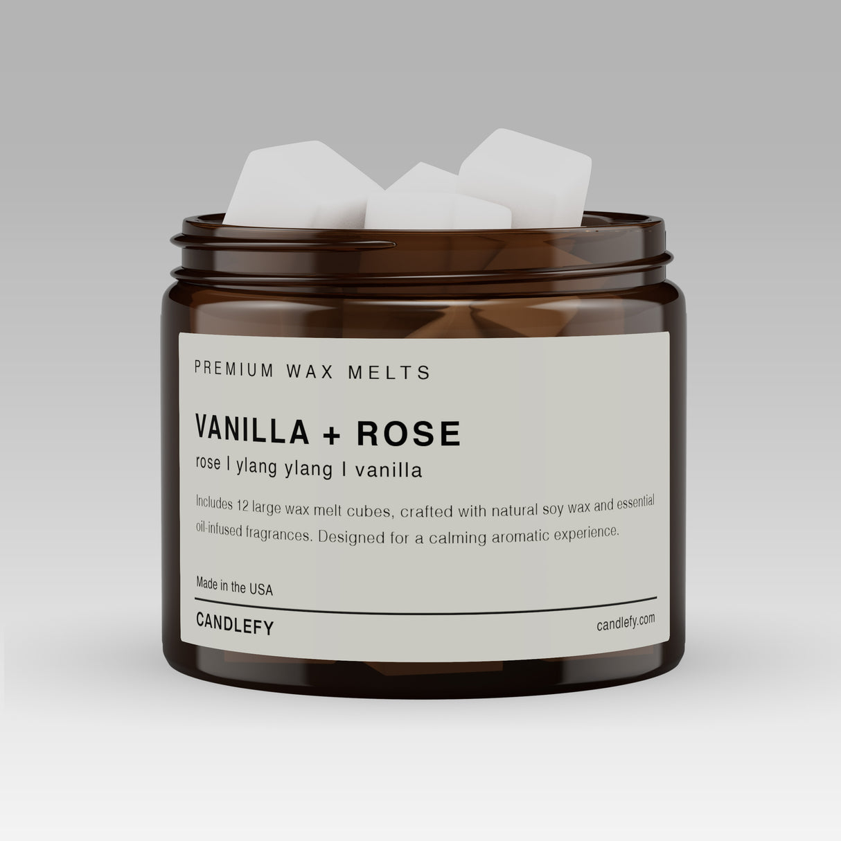 Vanilla + Rose Soy Wax Melts | 12 Cube Set | Strong 15% Fragrance Load | Flameless Home Scent