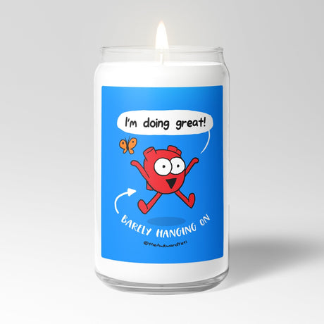Awkward Yeti Scented Candle in Mason Jar: Barely Hanging On - Candlefy