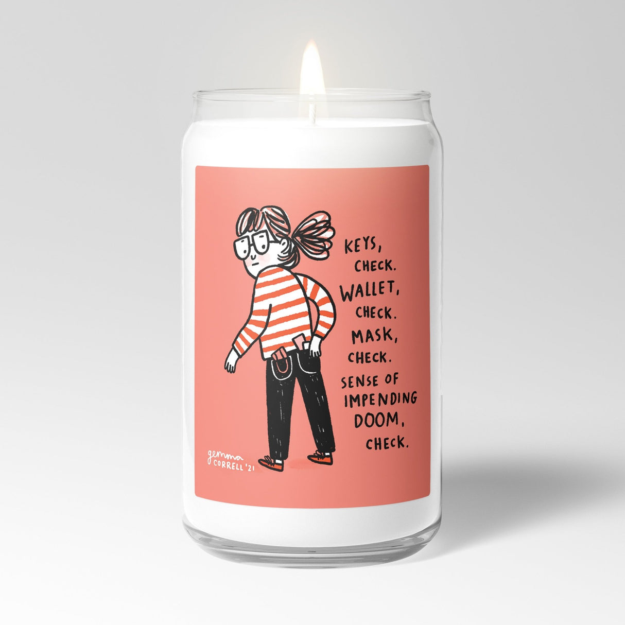 Gemma Correll Scented Candle in Mason Jar: Doom - Candlefy