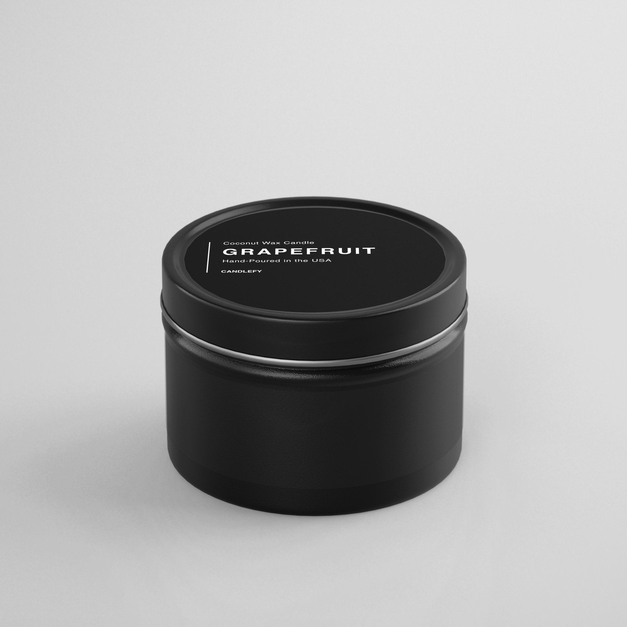 Grapefruit Natural Wax Scented Candle in Black Travel Tin - Candlefy