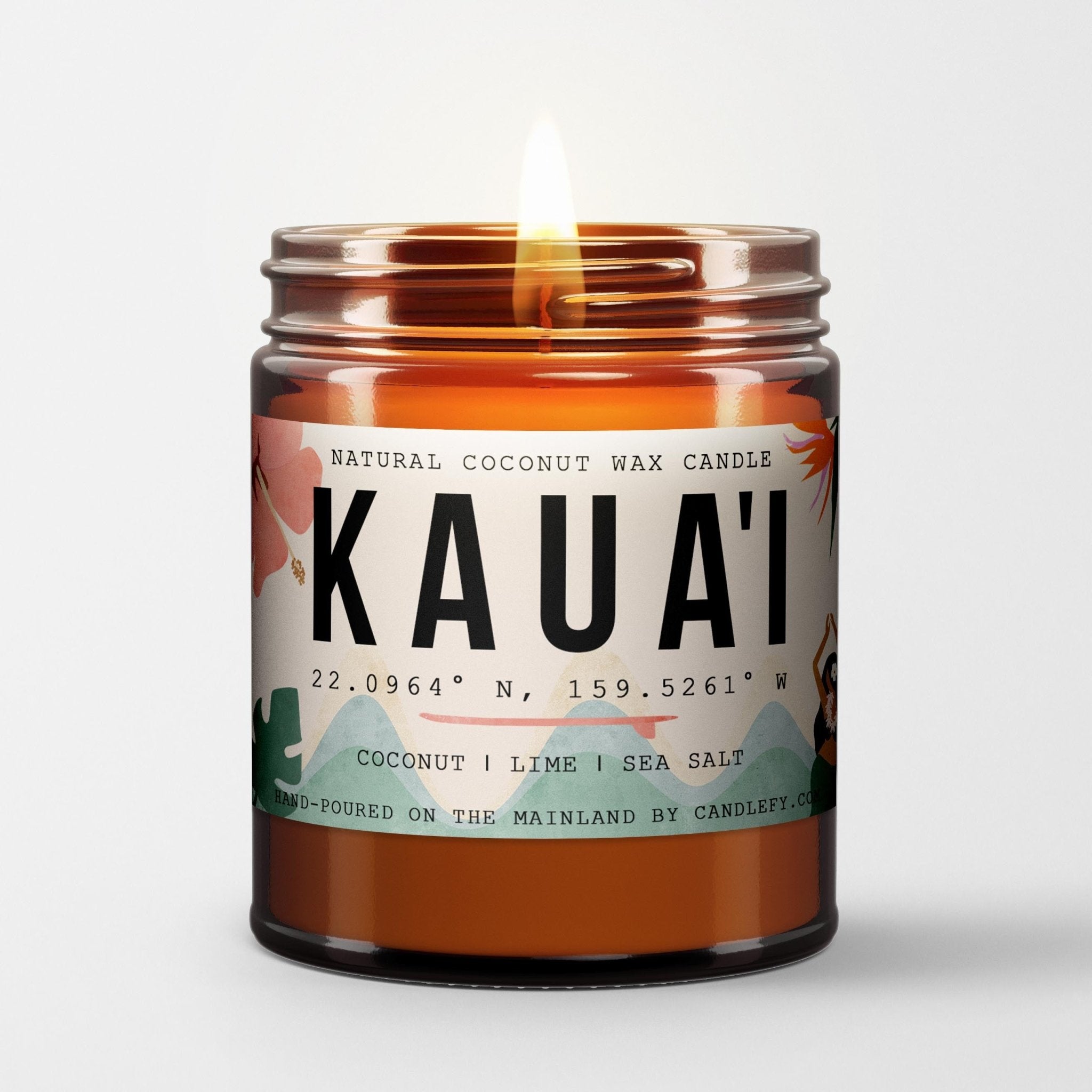 Kauai, Hawaii Scented Candle (Coconut, Lime, Sea Salt) - Candlefy