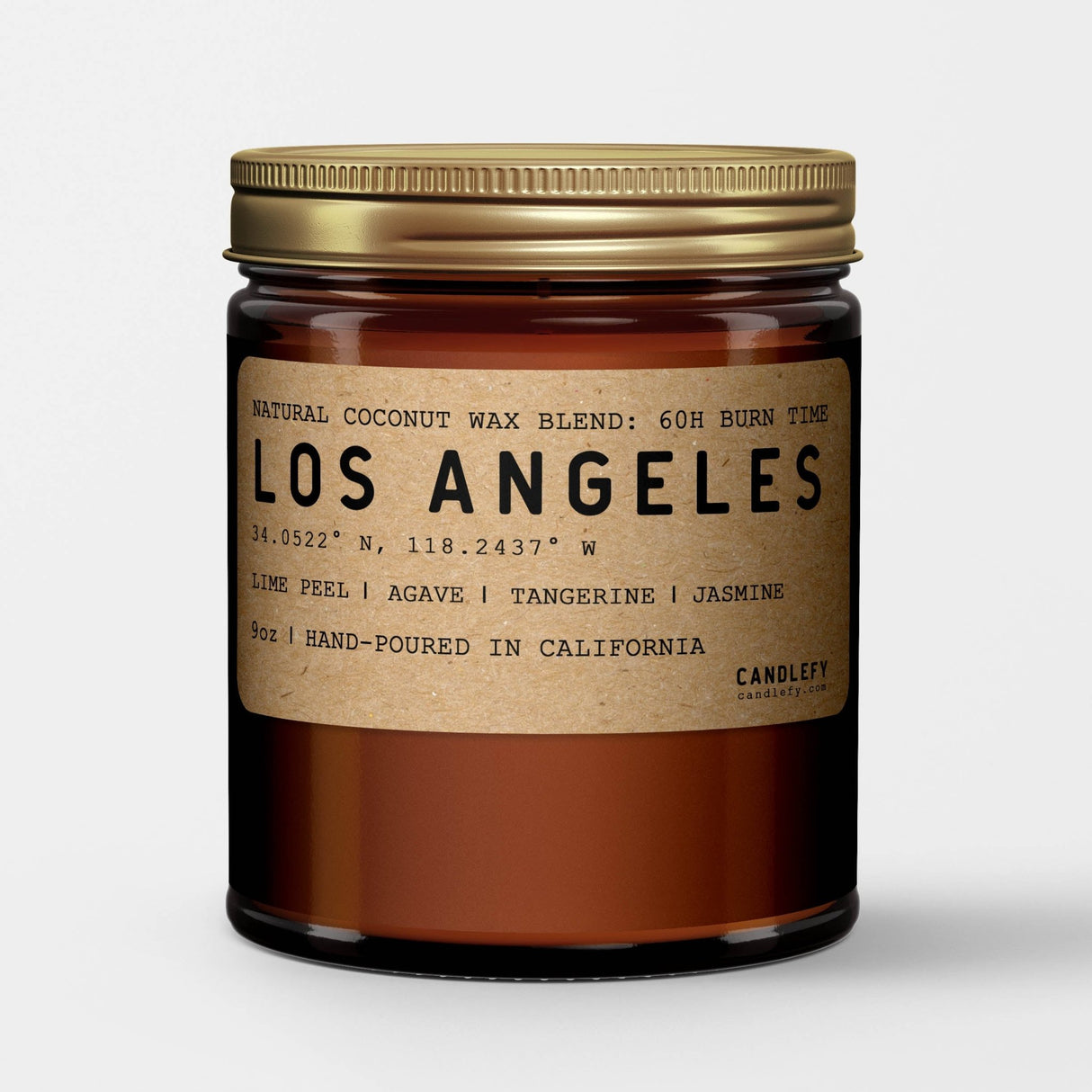 Los Angeles: California Scented Candle (Lime Peel, Agave, Jasmine) - Candlefy