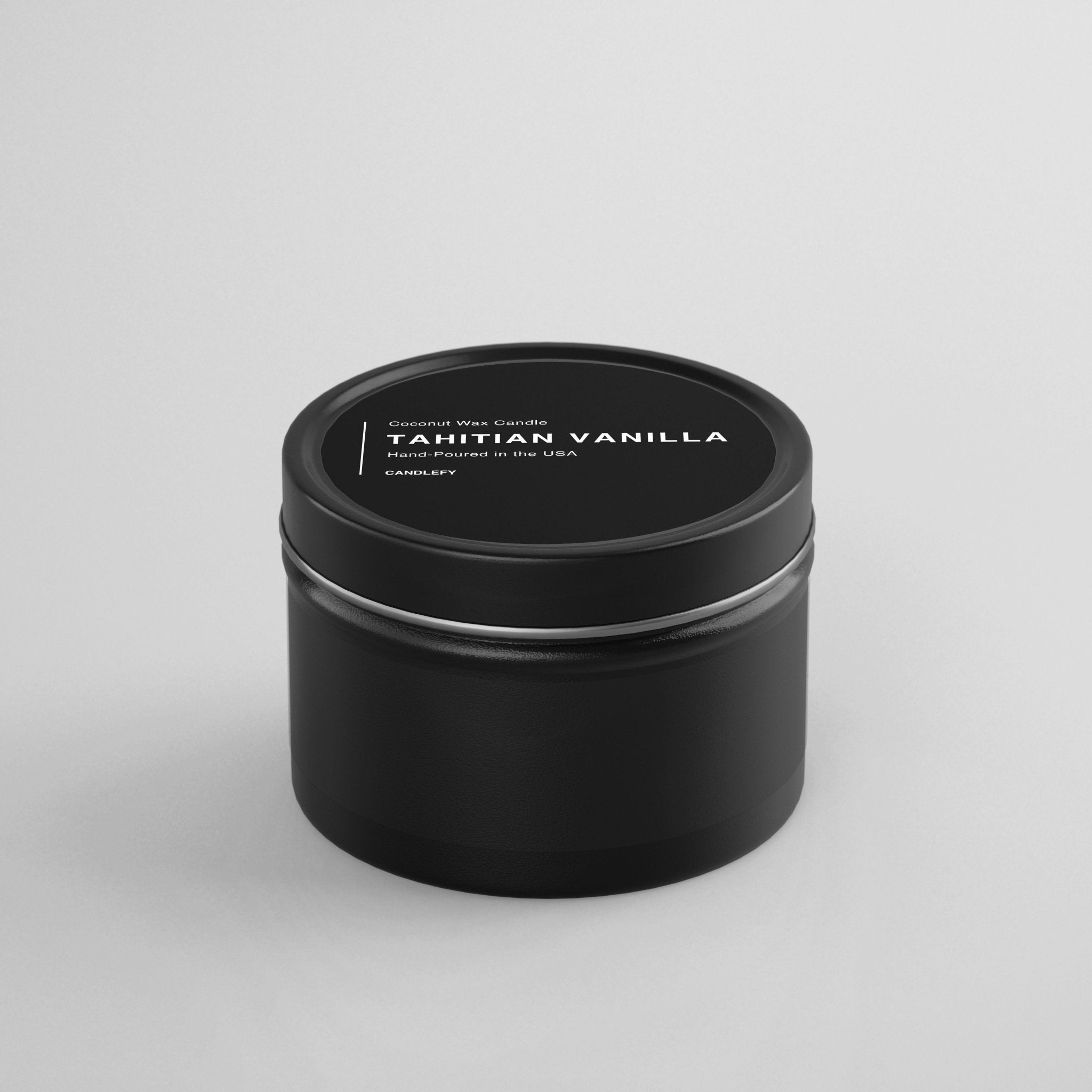 Tahitian Vanilla Natural Wax Scented Candle in Black Travel Tin - Candlefy