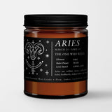 Zodiac Birthday Gift Candle in Amber Glass: Sign Aries (Mar. 21 - Apr. 20)