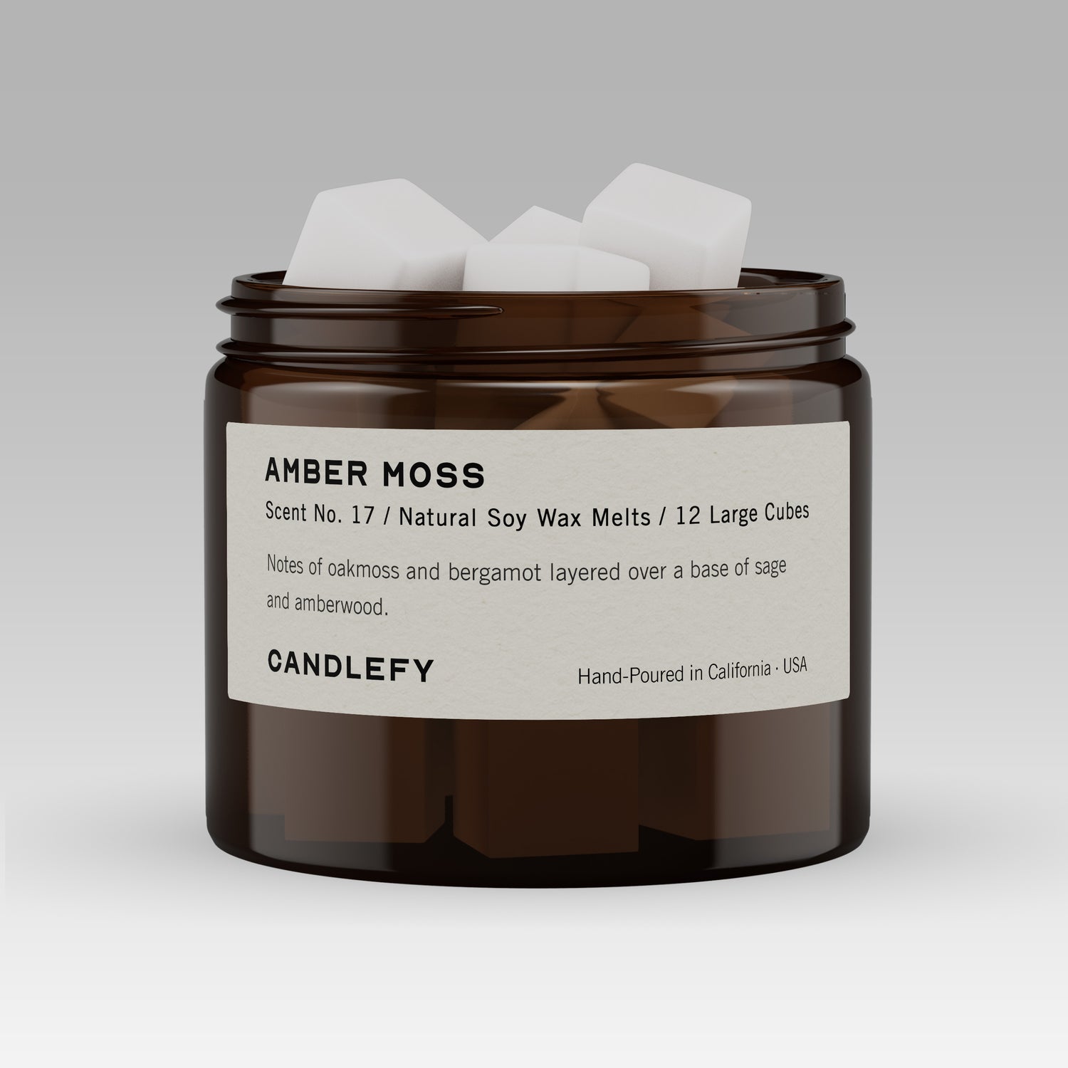 Amber + Moss Wax Melts · Hand-Poured Soy Wax · 12 Strongly Scented Cubes