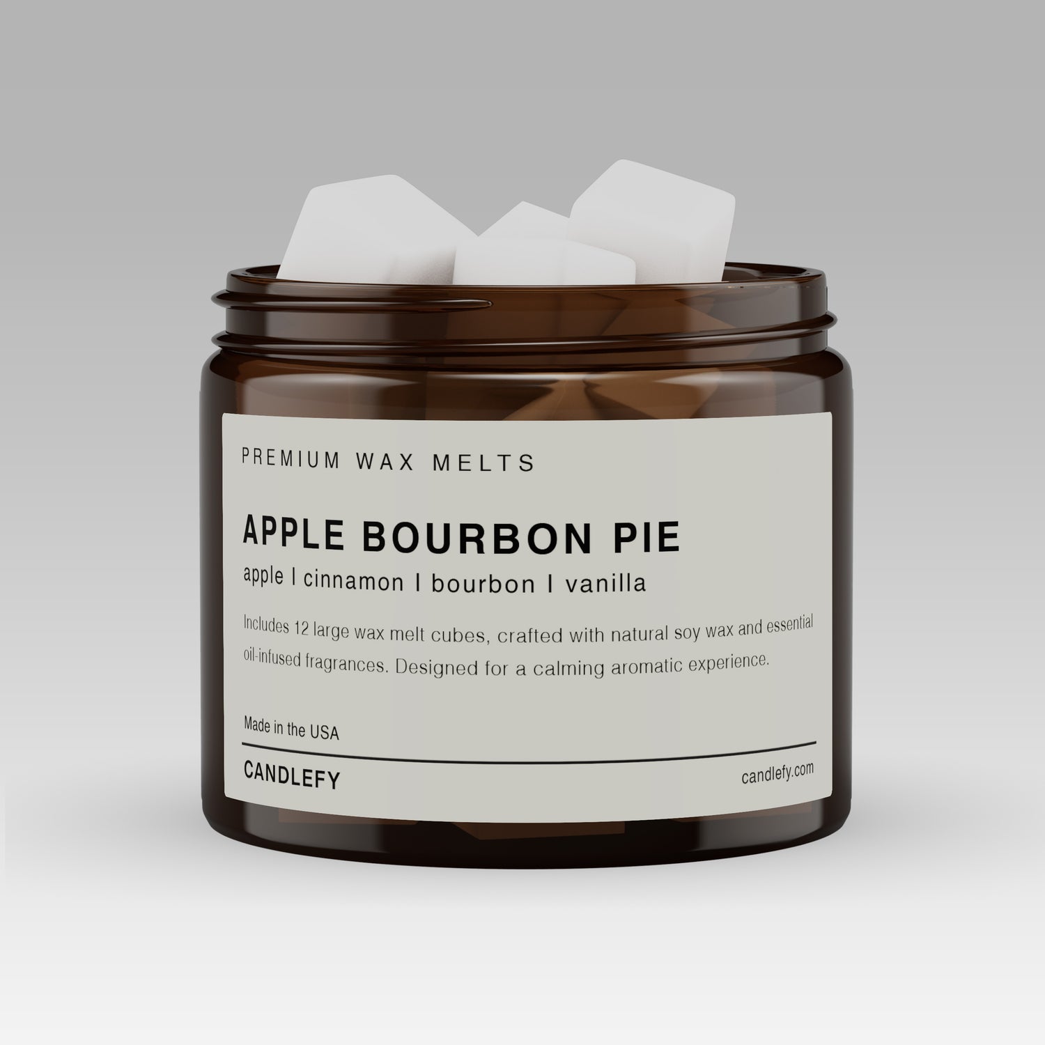 Apple Bourbon Pie Soy Wax Melts | 12 Cube Set | Strong 15% Fragrance Load | Flameless Home Scent