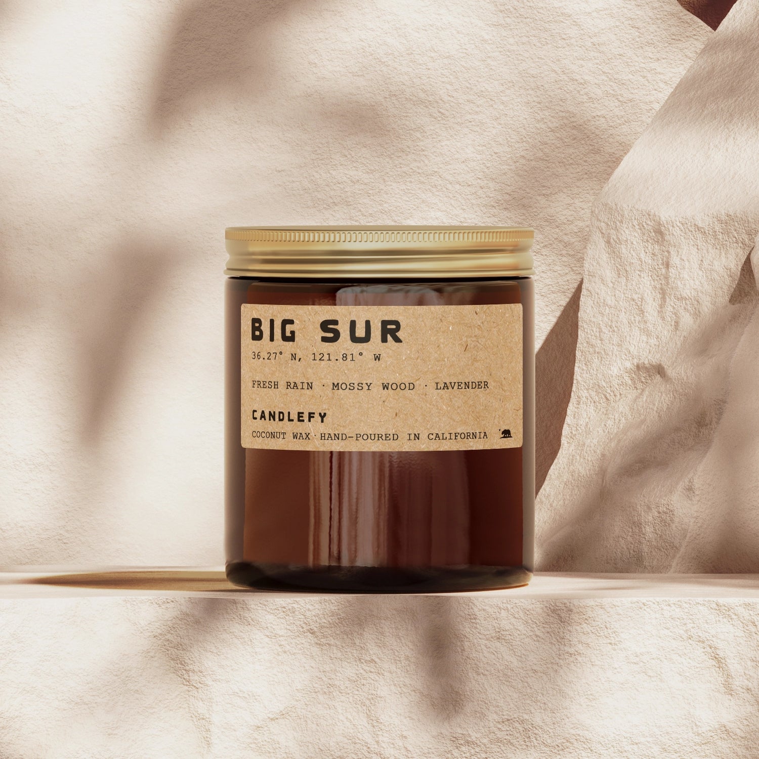 Big Sur: California Scented Candle (Rain, Mossy Wood, Lavender, Rose)