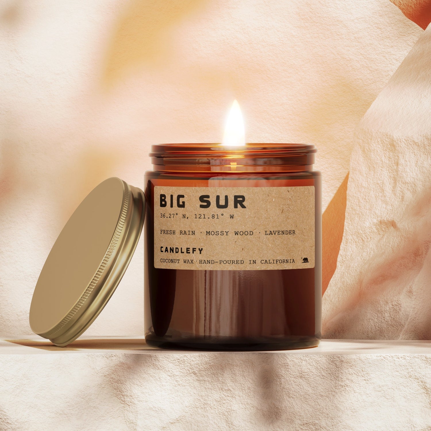 Big Sur: California Scented Candle (Rain, Mossy Wood, Lavender, Rose)