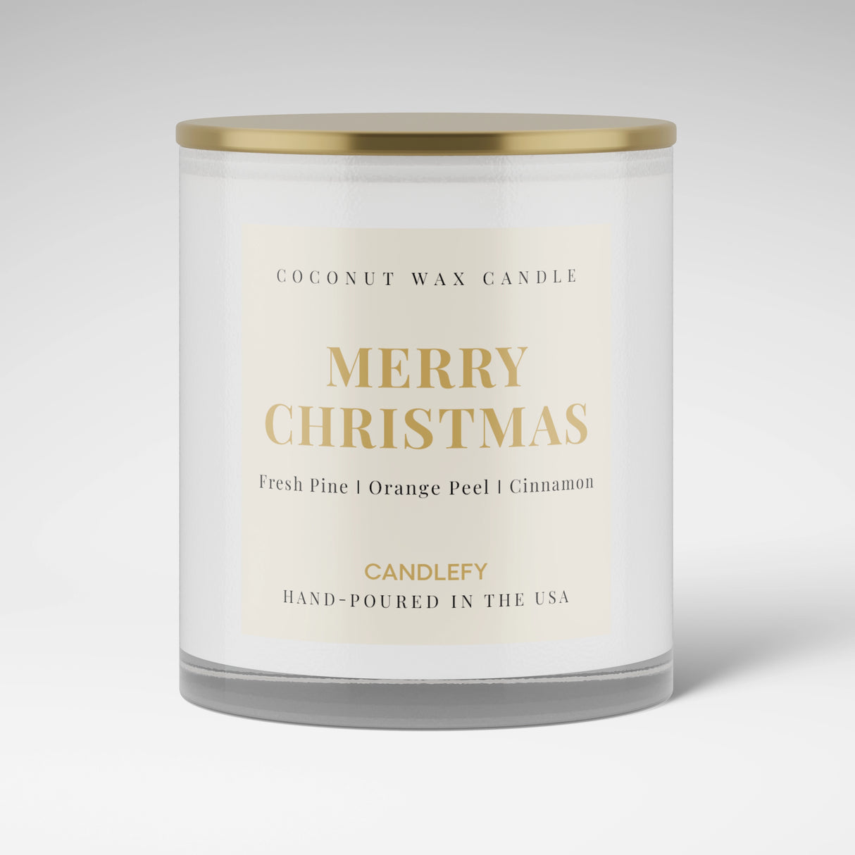 Merry Christmas Scented Candle | Fresh Pine, Orange Peel, Cinnamon |  10oz Glass Candle