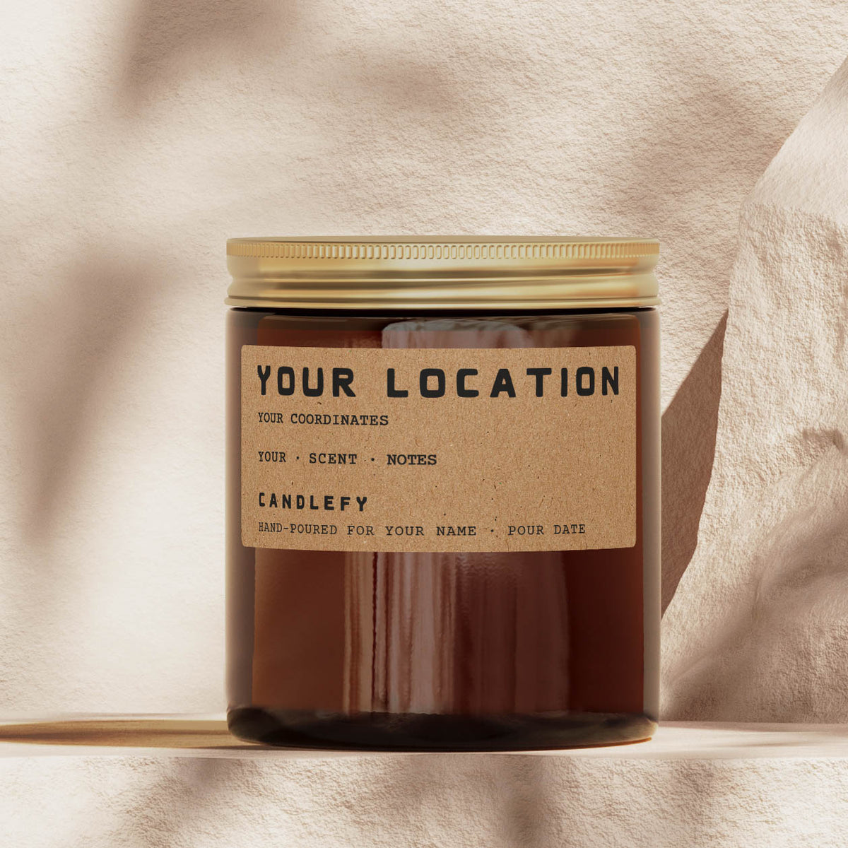 Custom Destination Candle · Single Wick · 8oz Amber Glass