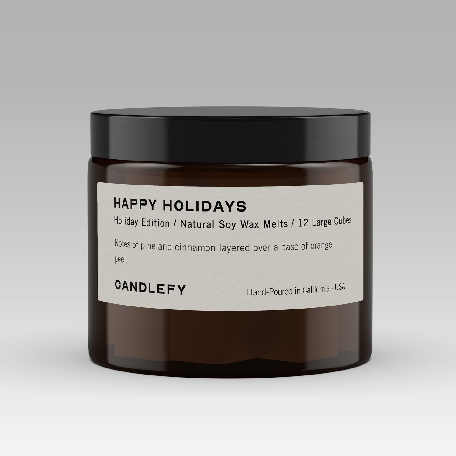 Happy Holidays Wax Melts · Hand-Poured Soy Wax · 12 Strongly Scented Cubes