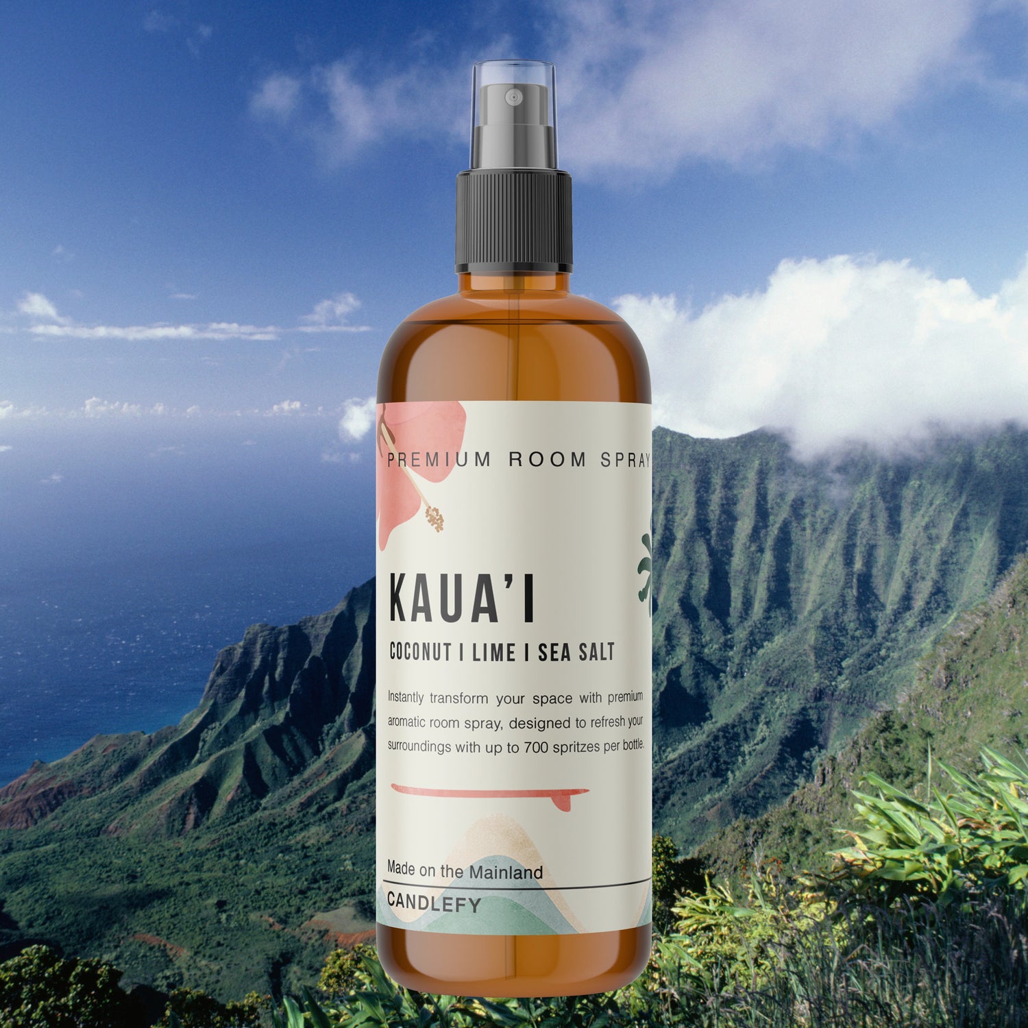 Kaua'i Room Spray | 4oz Amber Bottle with 700+ Pumps | Long-Lasting Home Fragrance Mist