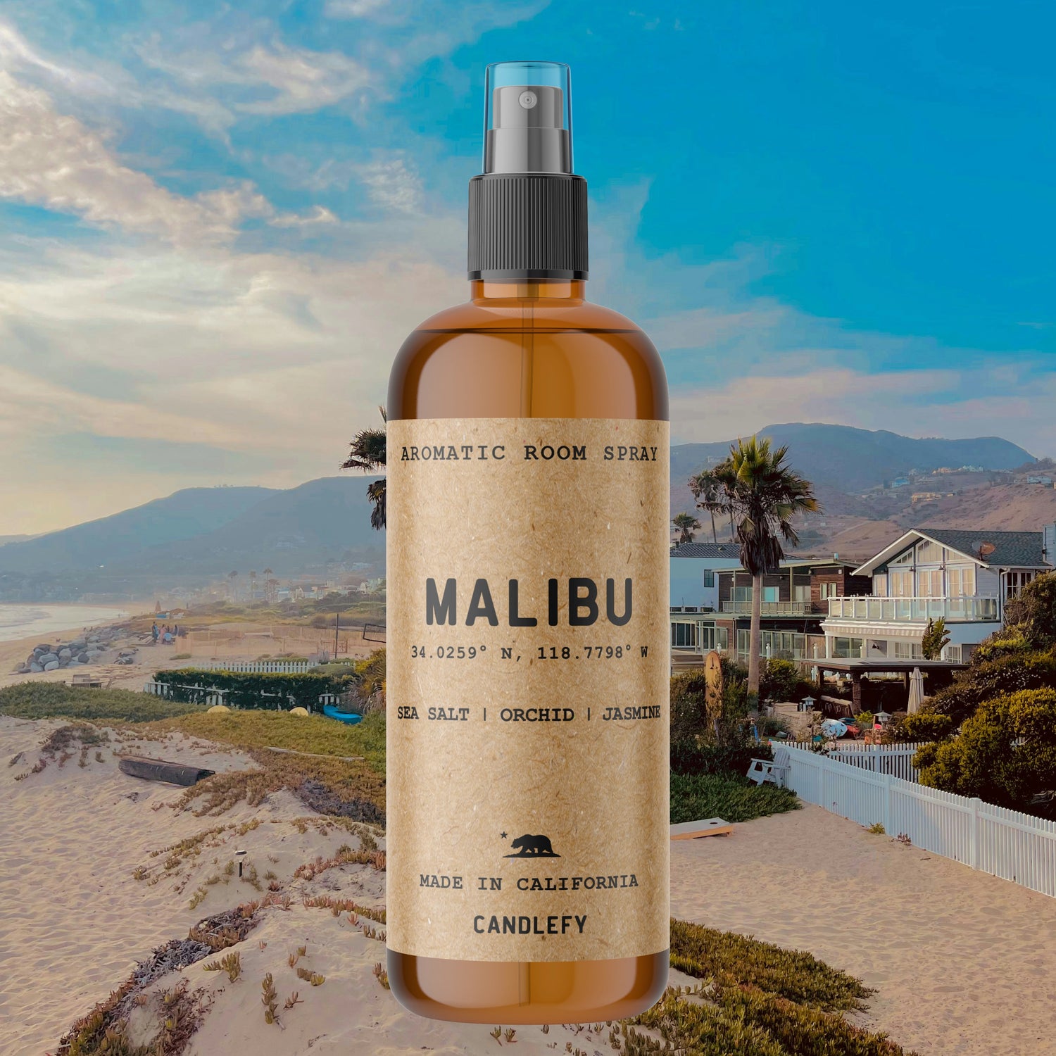 Malibu Room Spray | 4oz Amber Bottle with 700+ Pumps | Long-Lasting Home Fragrance Mist