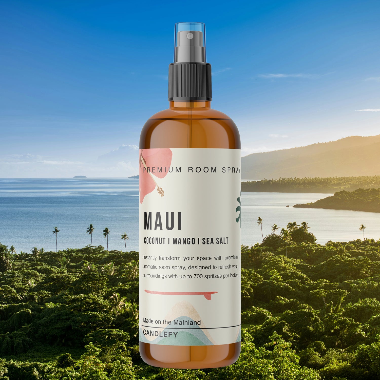 Maui Room Spray | 4oz Amber Bottle with 700+ Pumps | Long-Lasting Home Fragrance Mist