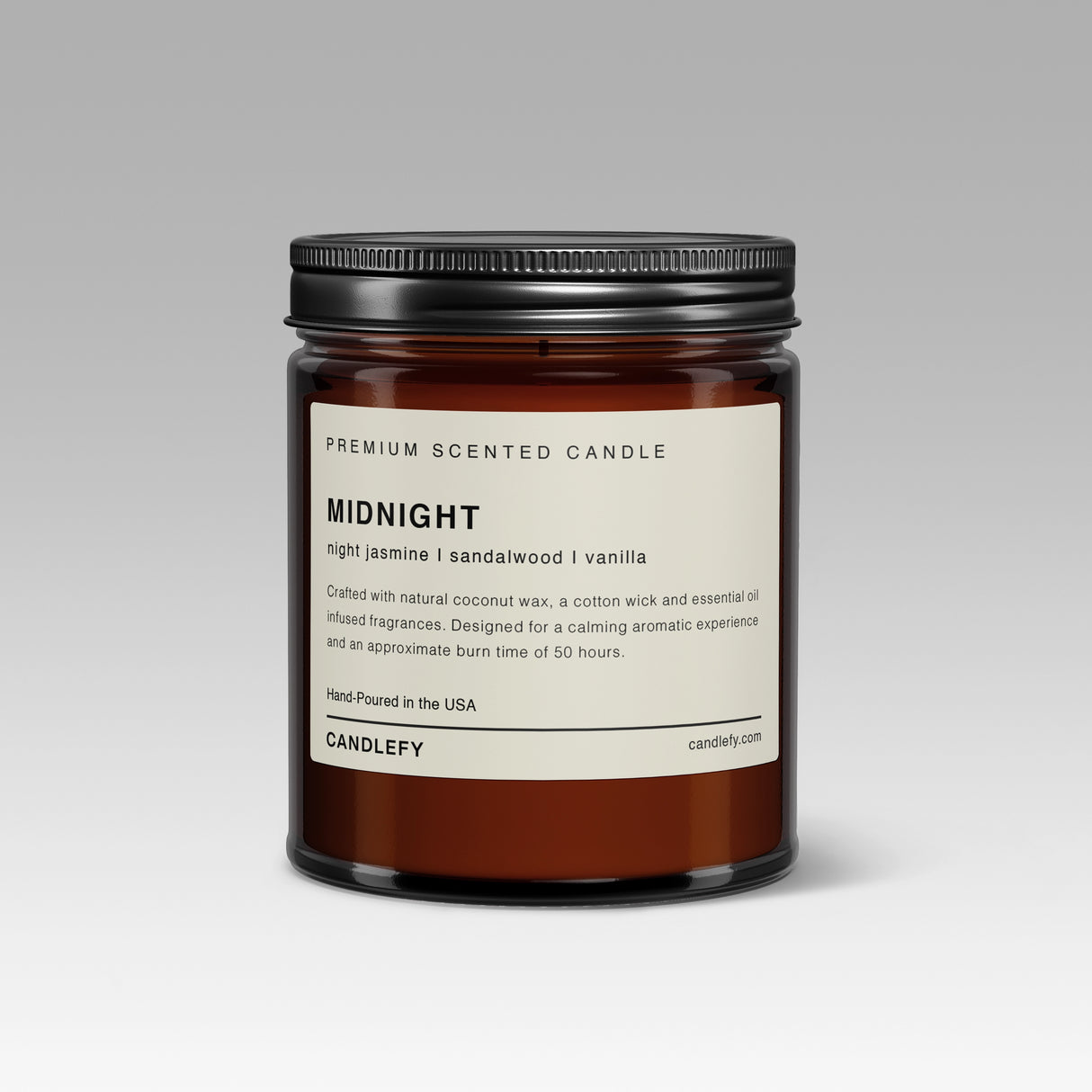 Midnight Scented Candle: Hand-Poured in the USA with Natural Coconut Wax