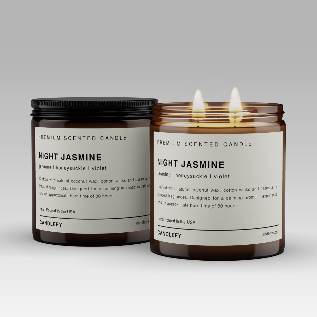 Night Jasmine Scented Candle: Hand-Poured in the USA with Natural Coconut Wax