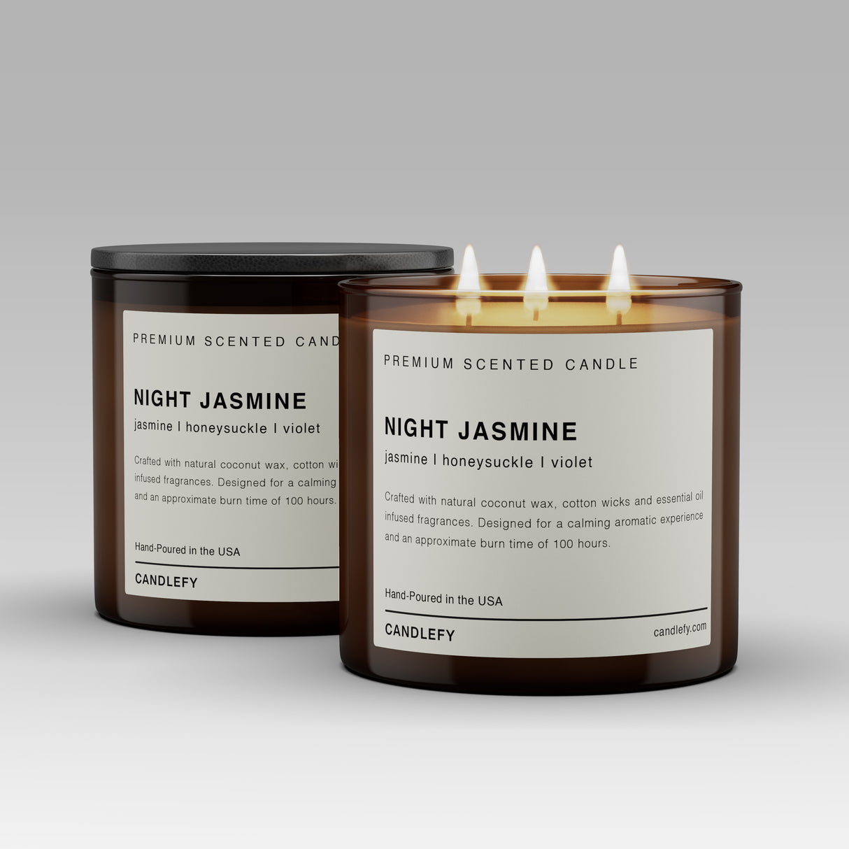 Night Jasmine Scented Candle: Hand-Poured in the USA with Natural Coconut Wax