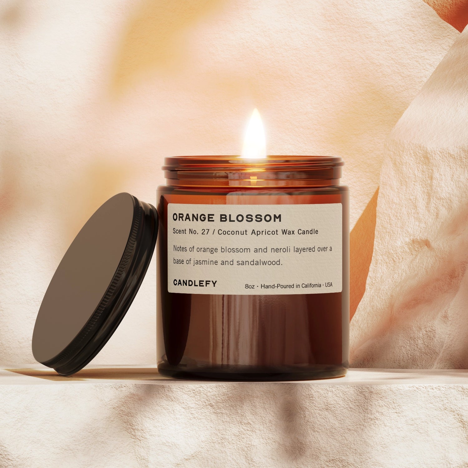 Orange Blossom Scented Candle: Hand-Poured in the USA with Natural Coconut Wax