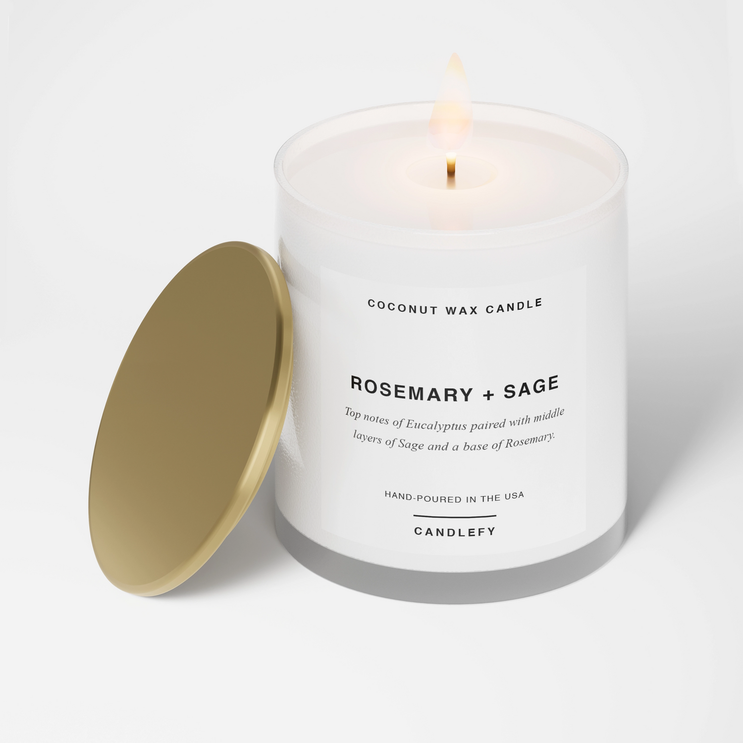 Rosemary + Sage Candle · White Tumbler · Coconut Wax · 10oz
