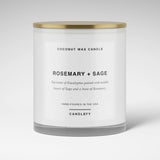 Rosemary + Sage Candle · White Tumbler · Coconut Wax · 10oz