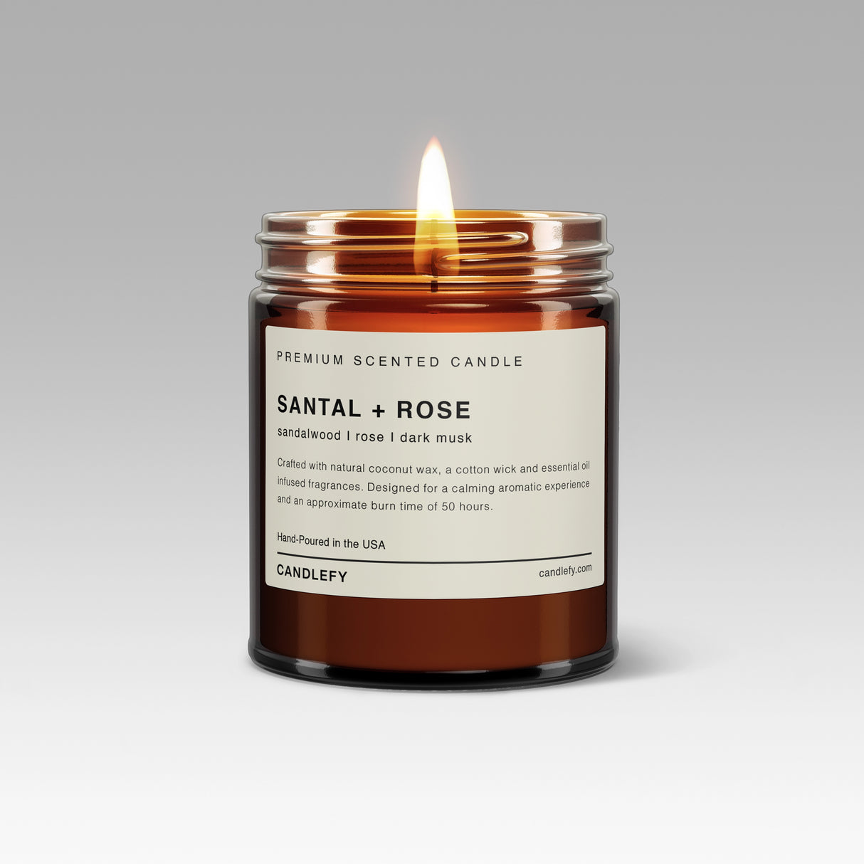 Santal + Rose Scented Candle: Hand-Poured in the USA with Natural Coconut Wax