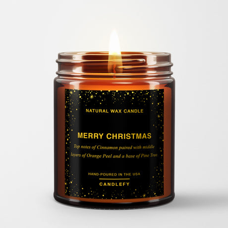 Scented Christmas Candle: Merry Christmas (Pine, Cinnamon, Orange) 2