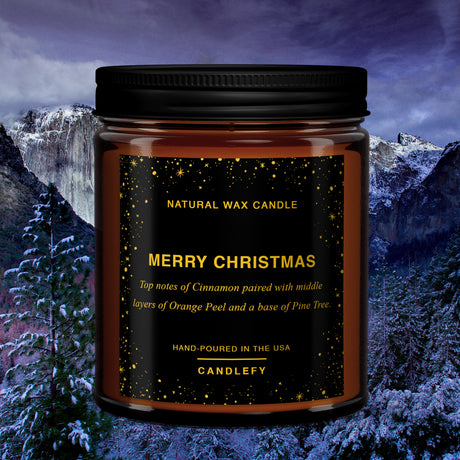 Scented Christmas Candle: Merry Christmas (Pine, Cinnamon, Orange) 4