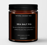 Sea Salt Fig: Scented Candle in Amber Glass, Made with Natural Coconut Wax