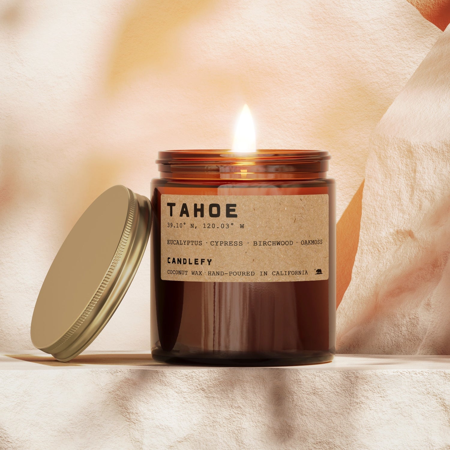 Lake Tahoe: California Scented Candle  (Amberwood, Mossy Wood, White Birch)