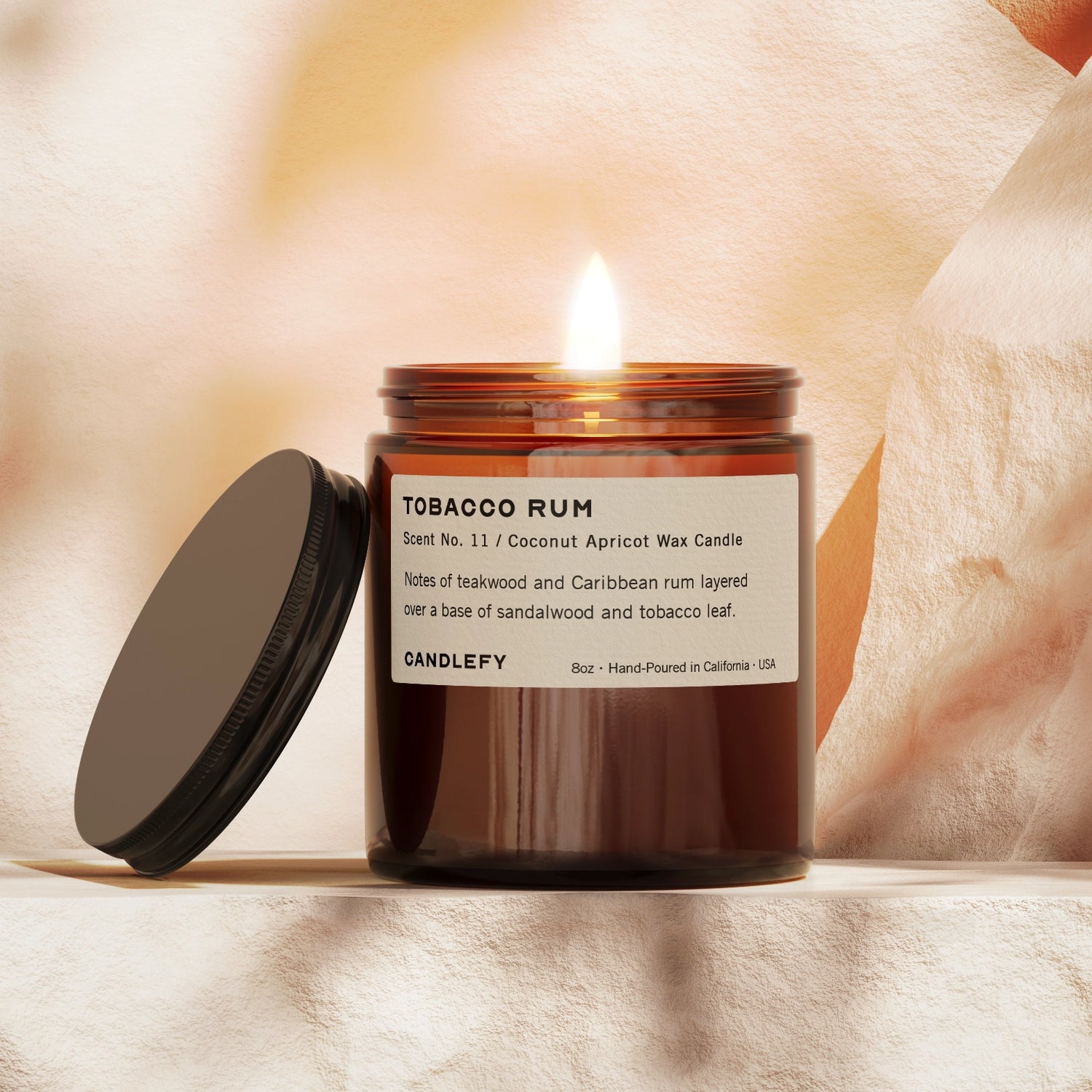 Tobacco Rum Candle · Hand-Poured Coconut Wax · Made in USA