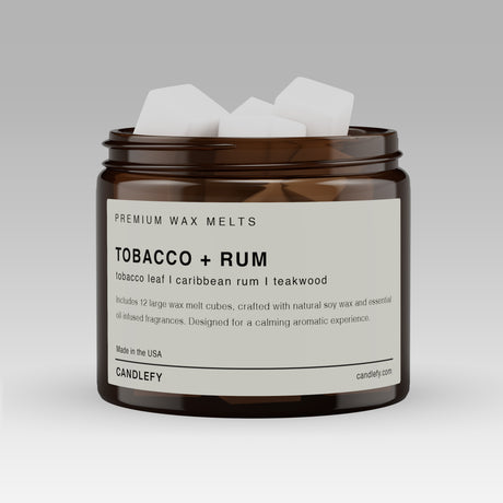 Tobacco Rum Soy Wax Melts | 12 Cube Set | Strong 15% Fragrance Load | Flameless Home Scent
