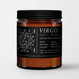 Zodiac Birthday Gift Candle in Amber Glass: Sign Virgo (Aug. 22 - Sep. 23)