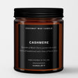 Cashmere: Scented Candle in Amber Glass, Made with Natural Coconut Wax - Candlefy