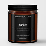 Coffee: Scented Candle in Amber Glass, Made with Natural Coconut Wax - Candlefy
