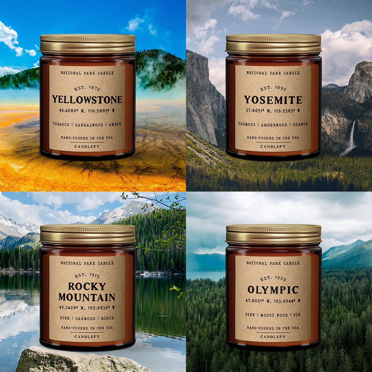 National Park Candle Collection: 4-Pack Gift Box - Candlefy