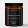 Orange Blossom: Scented Candle in Amber Glass, Made with Natural Coconut Wax - Candlefy