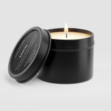 Santal Natural Wax Scented Candle in Black Travel Tin - Candlefy