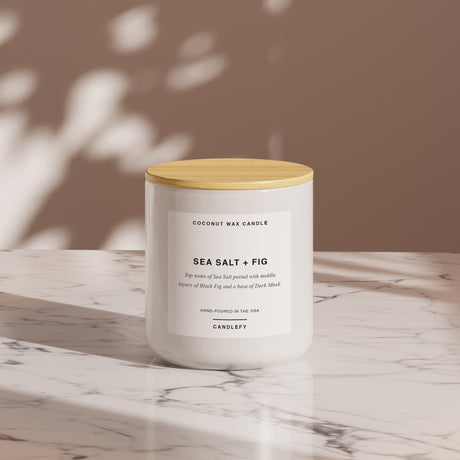 Sea Salt + Fig Scented Candle, Made With Natural Coconut Wax - Candlefy