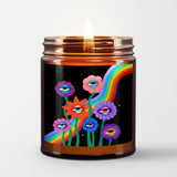 Vivillus Scented Candle in Amber Glass Jar | Eye Flower Field | Vivien Keidel