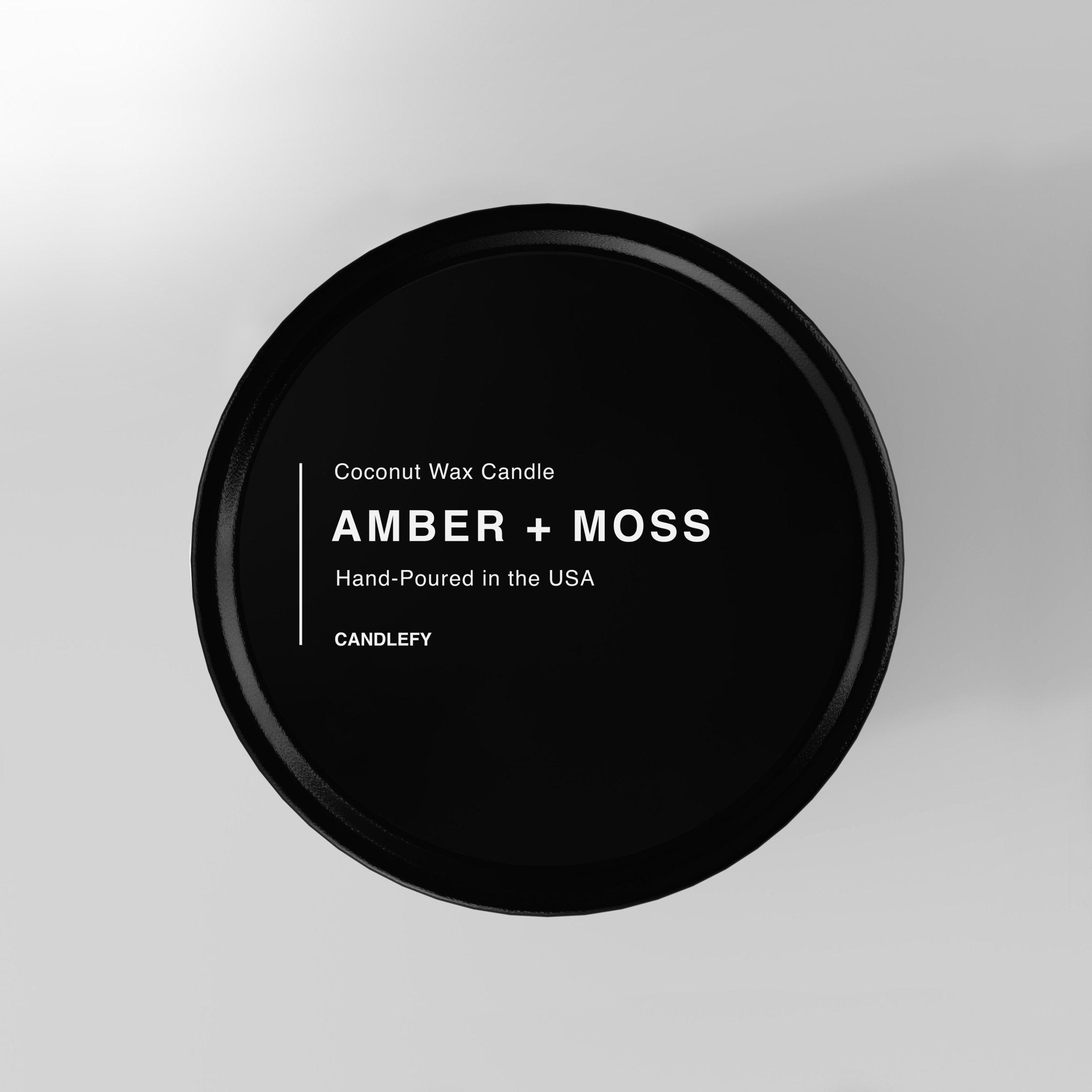 Amber + Moss Natural Wax Scented Candle in Black Travel Tin - Candlefy