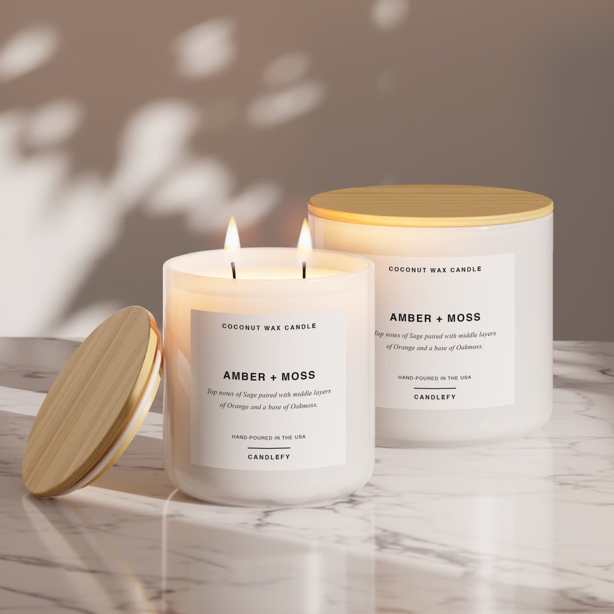 Amber + Moss Scented Candle, Made With Natural Coconut Wax - Candlefy