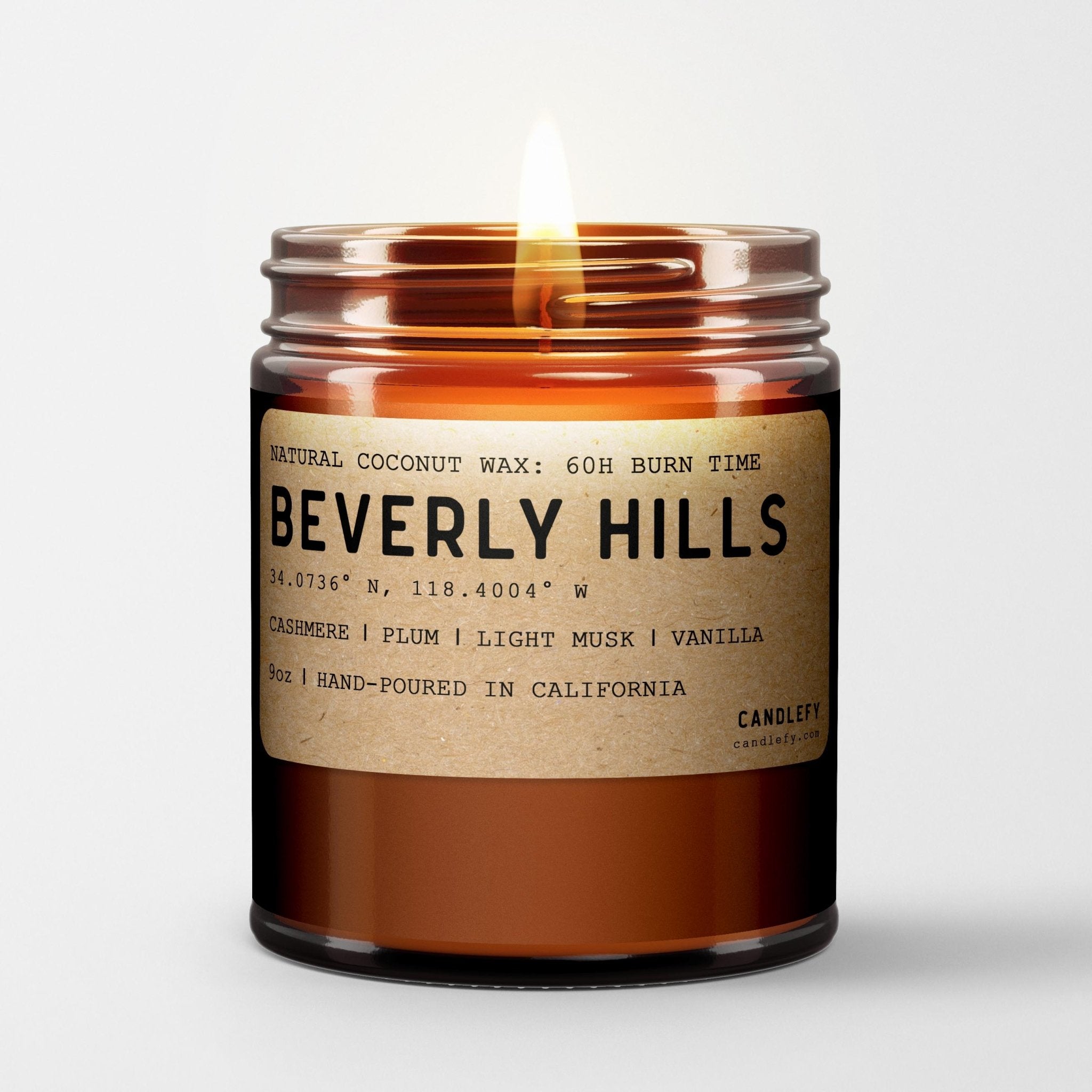 Beverly Hills: California Scented Candle (Cashmere, Plum, Musk) - Candlefy