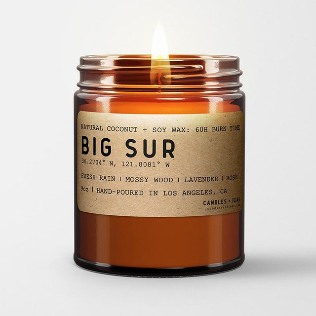 Big Sur: California Scented Candle (Rain, Mossy Wood, Lavender, Rose) - Candlefy