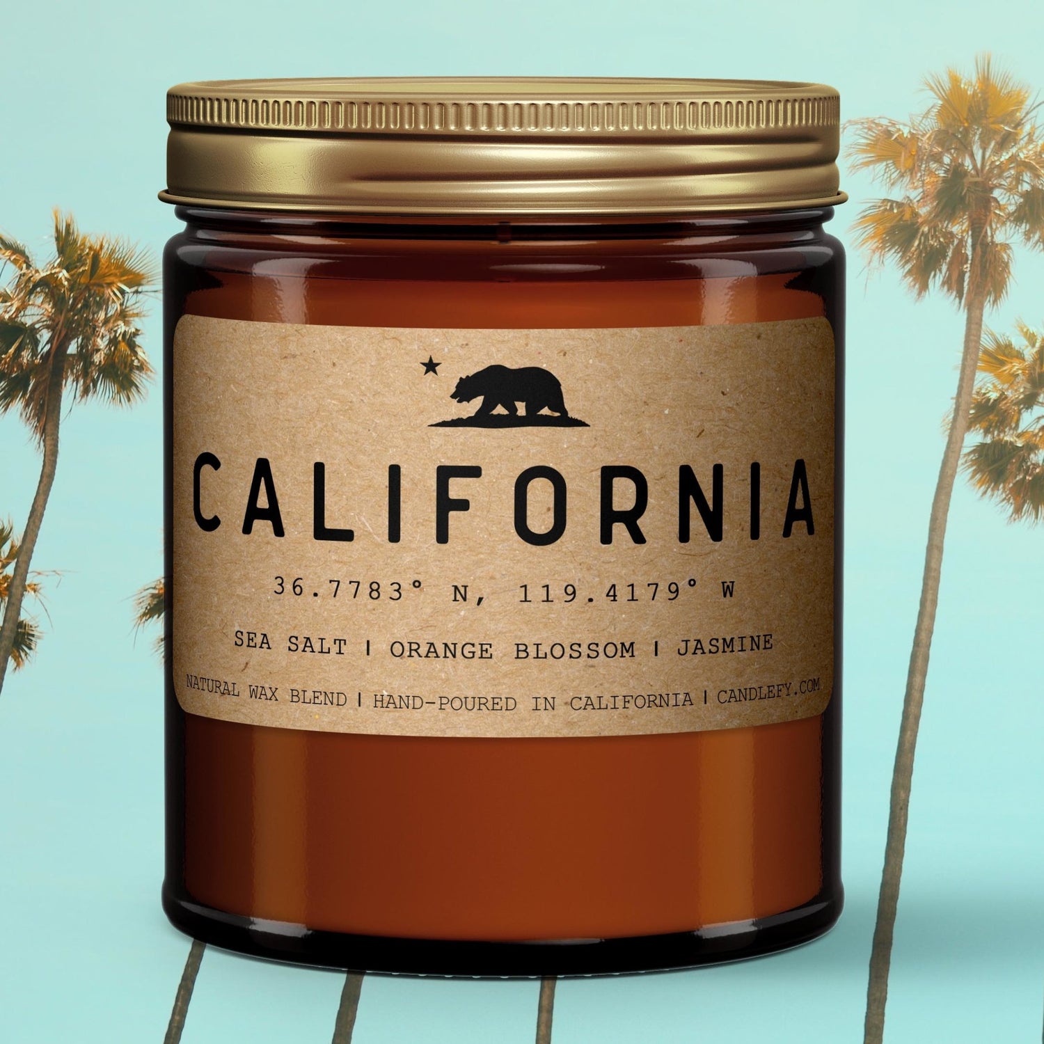 California Golden State Scented Candle (Sea Salt, Orange Blossom, Night Jasmine) - Candlefy