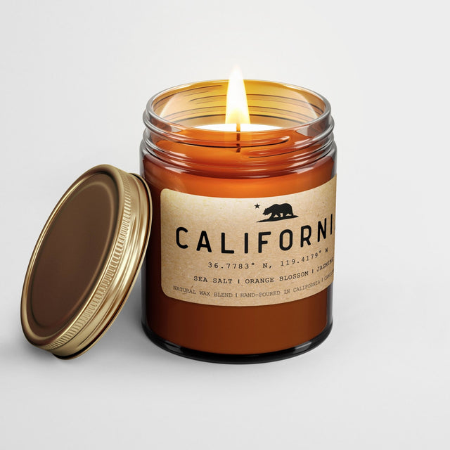 California Golden State Scented Candle (Sea Salt, Orange Blossom, Night Jasmine) - Candlefy