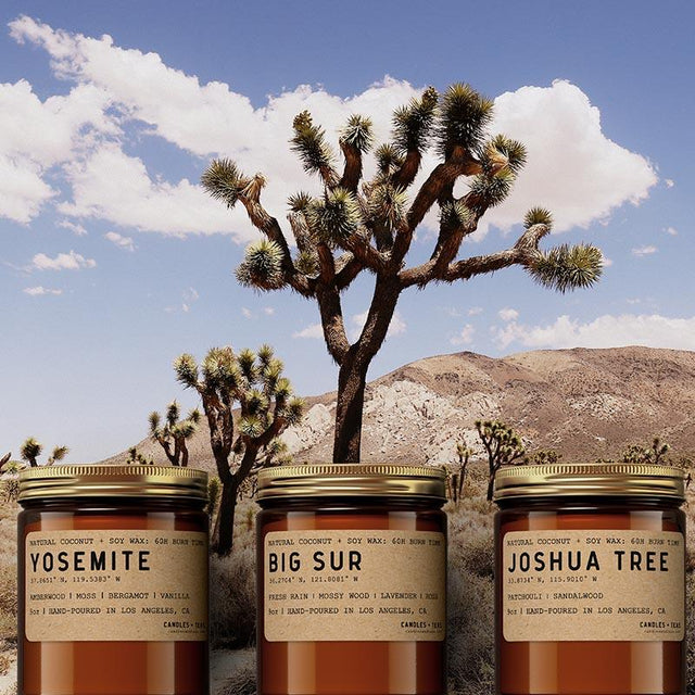 California Park Bundle: Big Sur, Yosemite & Joshua Tree (3-set Natural Wax Candles) - Candlefy